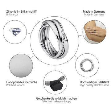 Heideman Fingerring Trini Poliert (Ring, 1-tlg., inkl. Geschenkverpackung), Rollring 3er ring poliert Wickelring damen