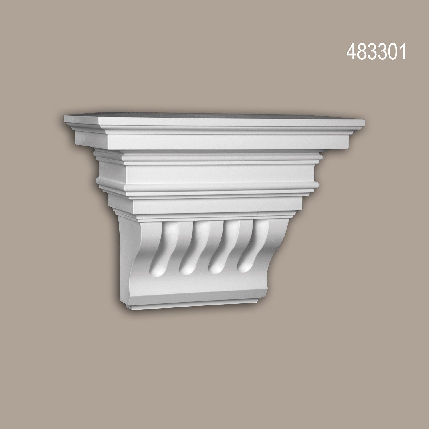 Profhome Wanddekoobjekt 483301 (Konsole, 1 St., Außenstuck, Zierelement, Fassadenelement), weiß, vorgrundiert, für Fassadendekoration, Stil: Korinthisch