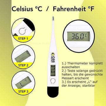 GBB PROTECT Fieberthermometer Digitales Fieber Thermometer LCD Display + Batterie