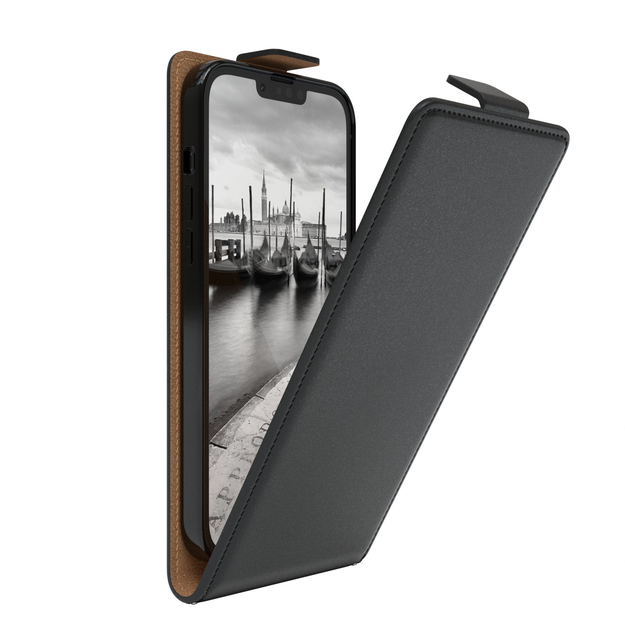 EAZY CASE Handyhülle Flipcase für Apple iPhone 14 Plus 6,7 Zoll, Tasche Klapphülle Handytasche zum Aufklappen Etui Kunstleder Schwarz