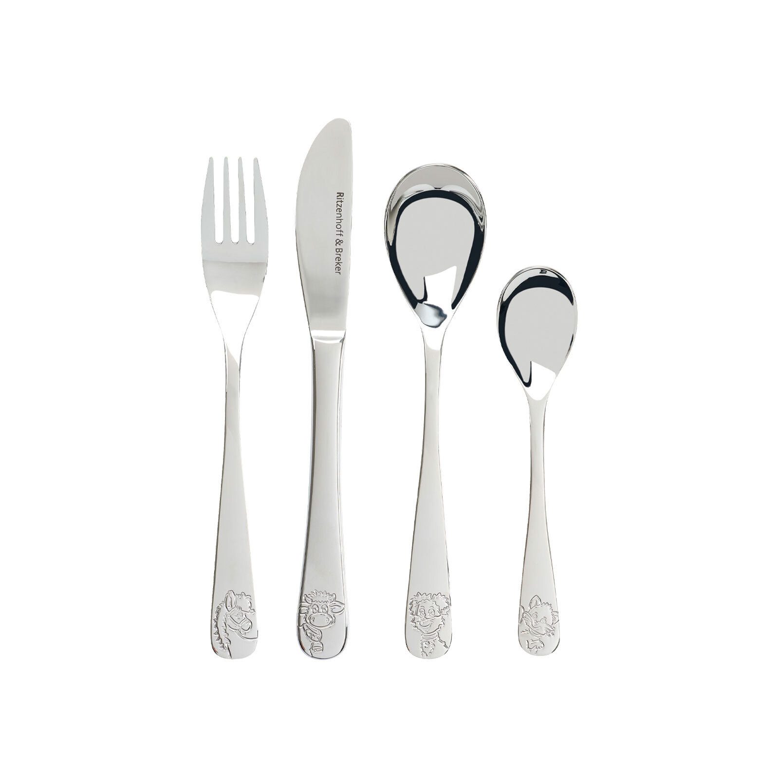 Ritzenhoff & Breker Kinderbesteck Hoftiere Kinderbesteck 4er Set (4-tlg), Edelstahl, Ideal für den Alltag, spülmaschinengeeignet