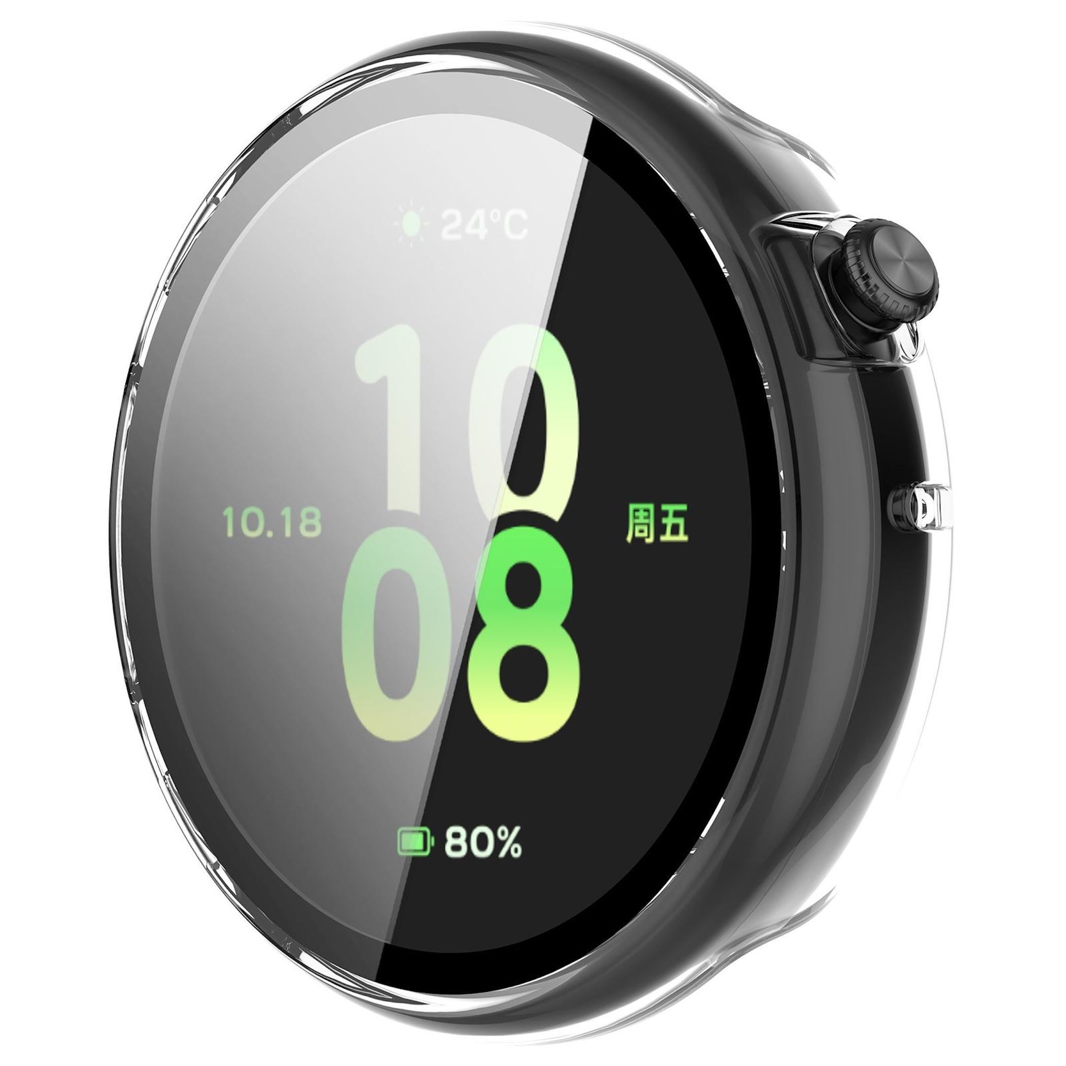 Wigento Smartwatch-Hülle + Schutzglas für Honor Watch Fit Full Cover Schutz Gehäuse Transparent, Schutzhülle aus PC + Hart Glas für Rundumschutz