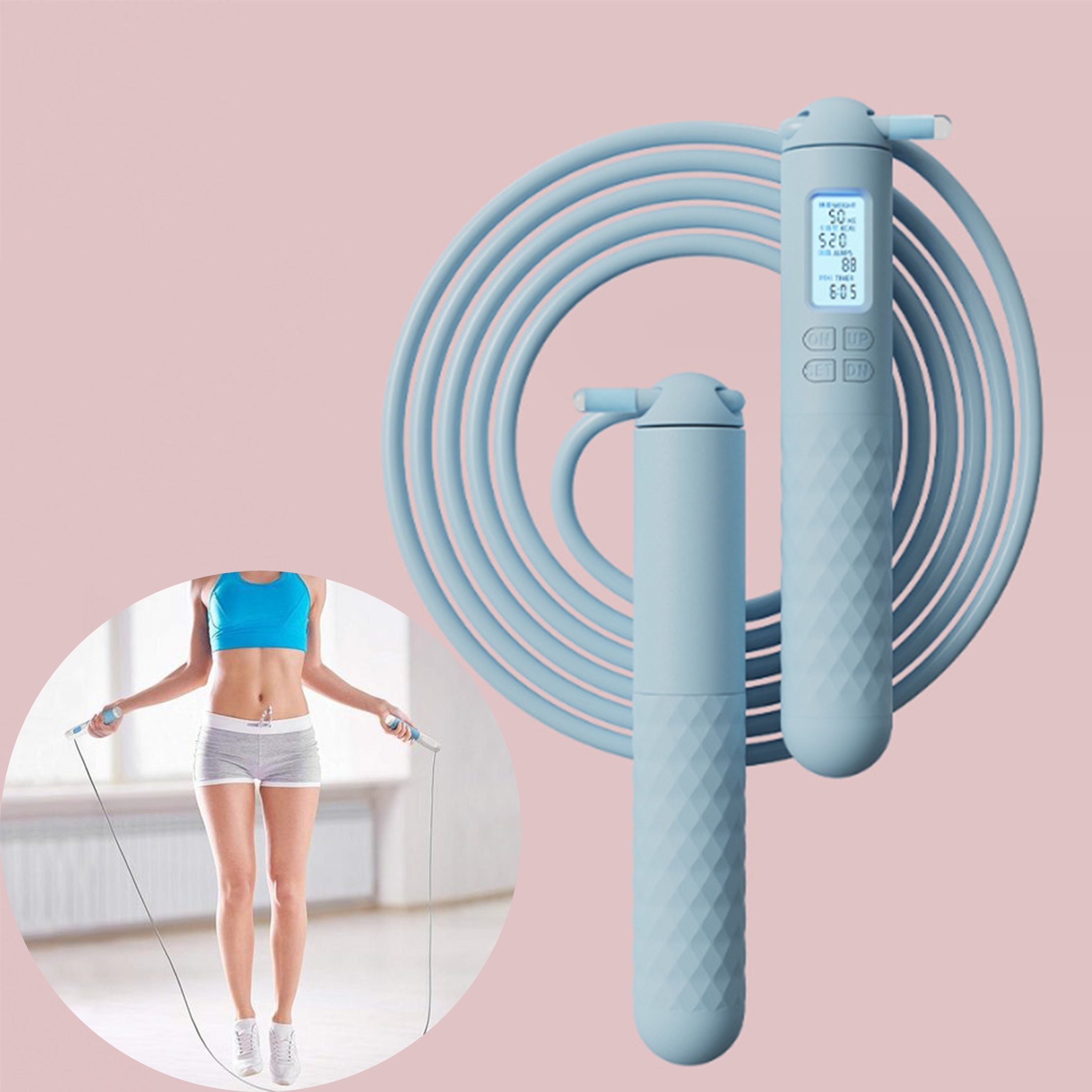 KINSI Springseil Springseil,Speed Rope einstellbar,Intelligente Zählung,LCD-Anzeige, Für Kardio und Fitness,4,5 mm * 3 m,längenverstellbar