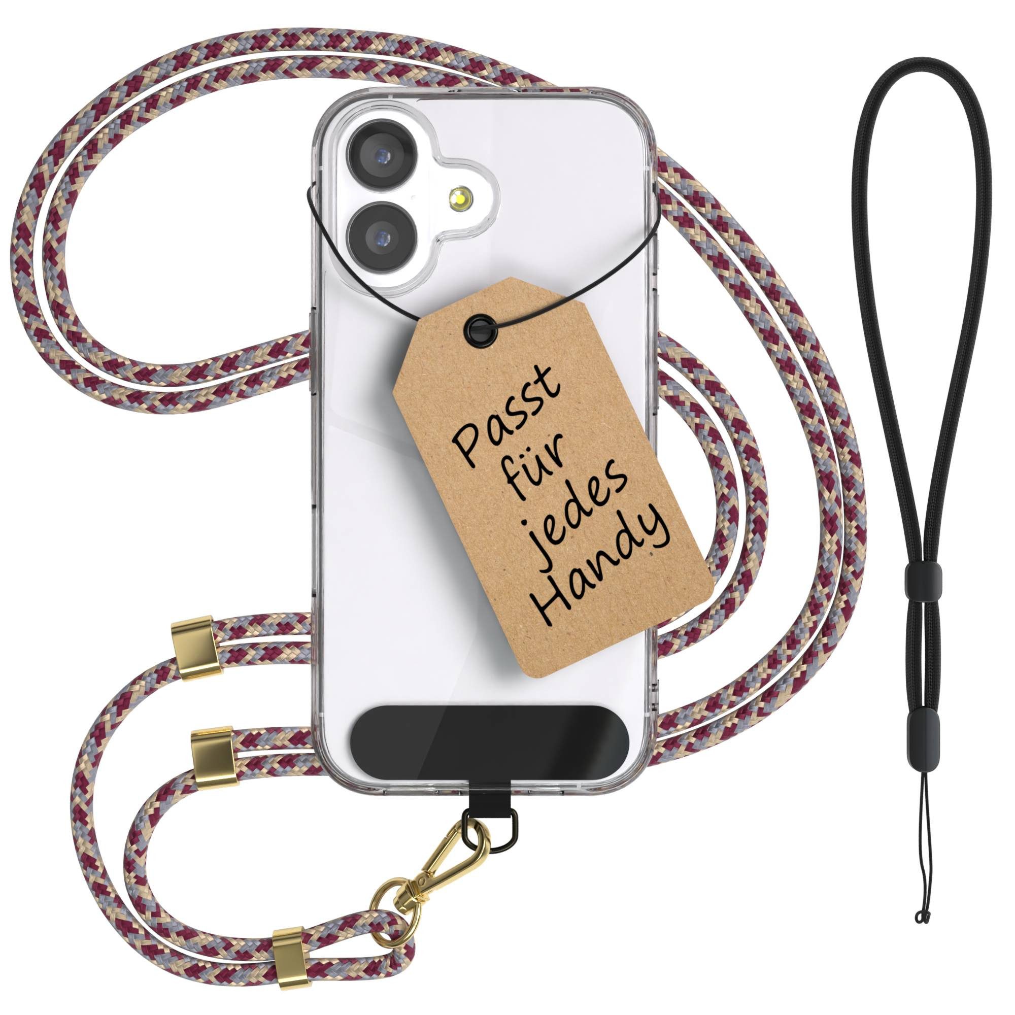 EAZY CASE Handykette Universal Handykette für alle Modelle zum Umhängen, Umhängetasche Universell passend Band für Schutzhülle Rot Camouflage