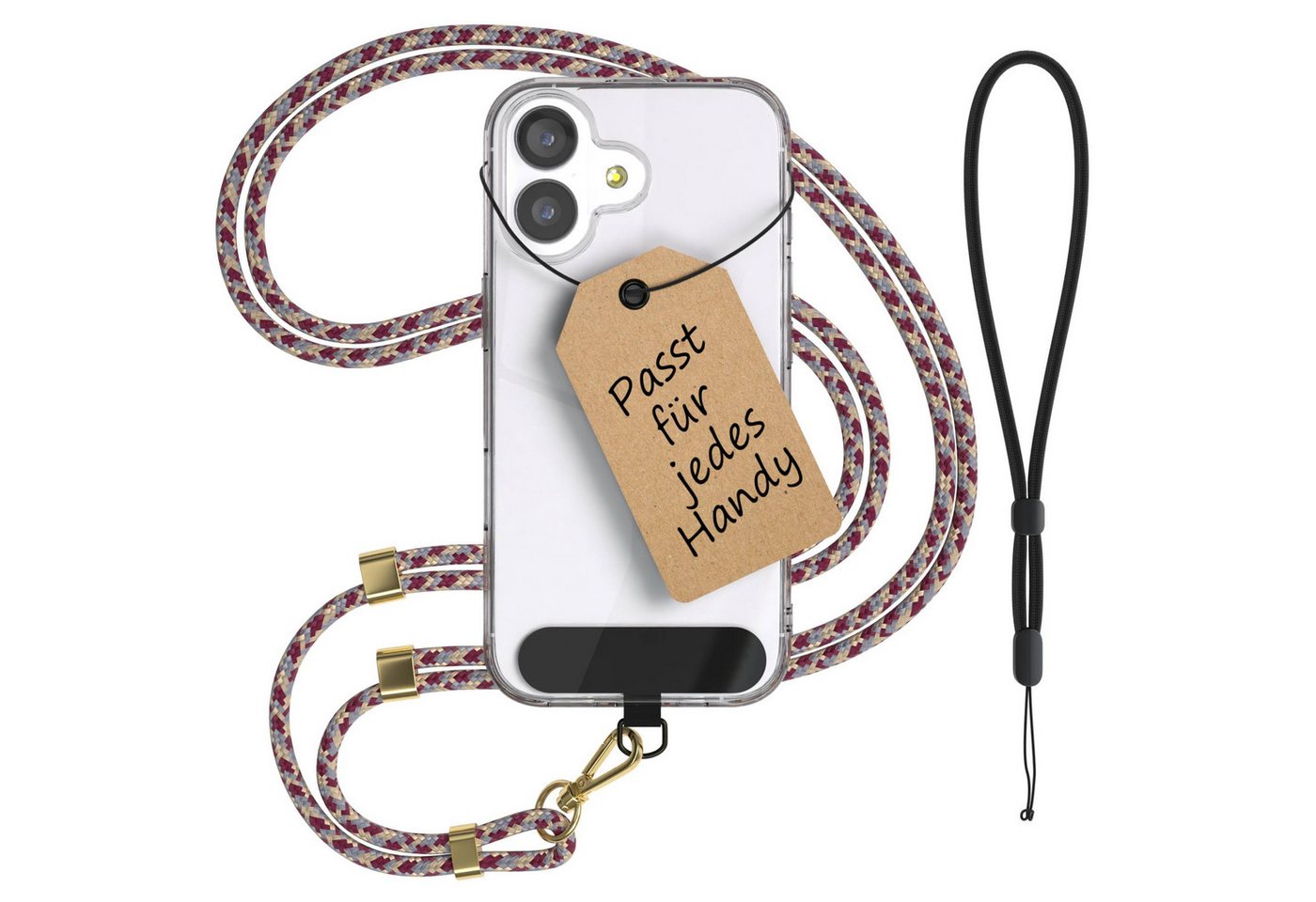 EAZY CASE Handykette Universal Handykette für alle Modelle zum Umhängen, Umhängetasche Universell passend Band für Schutzhülle Rot Camouflage
