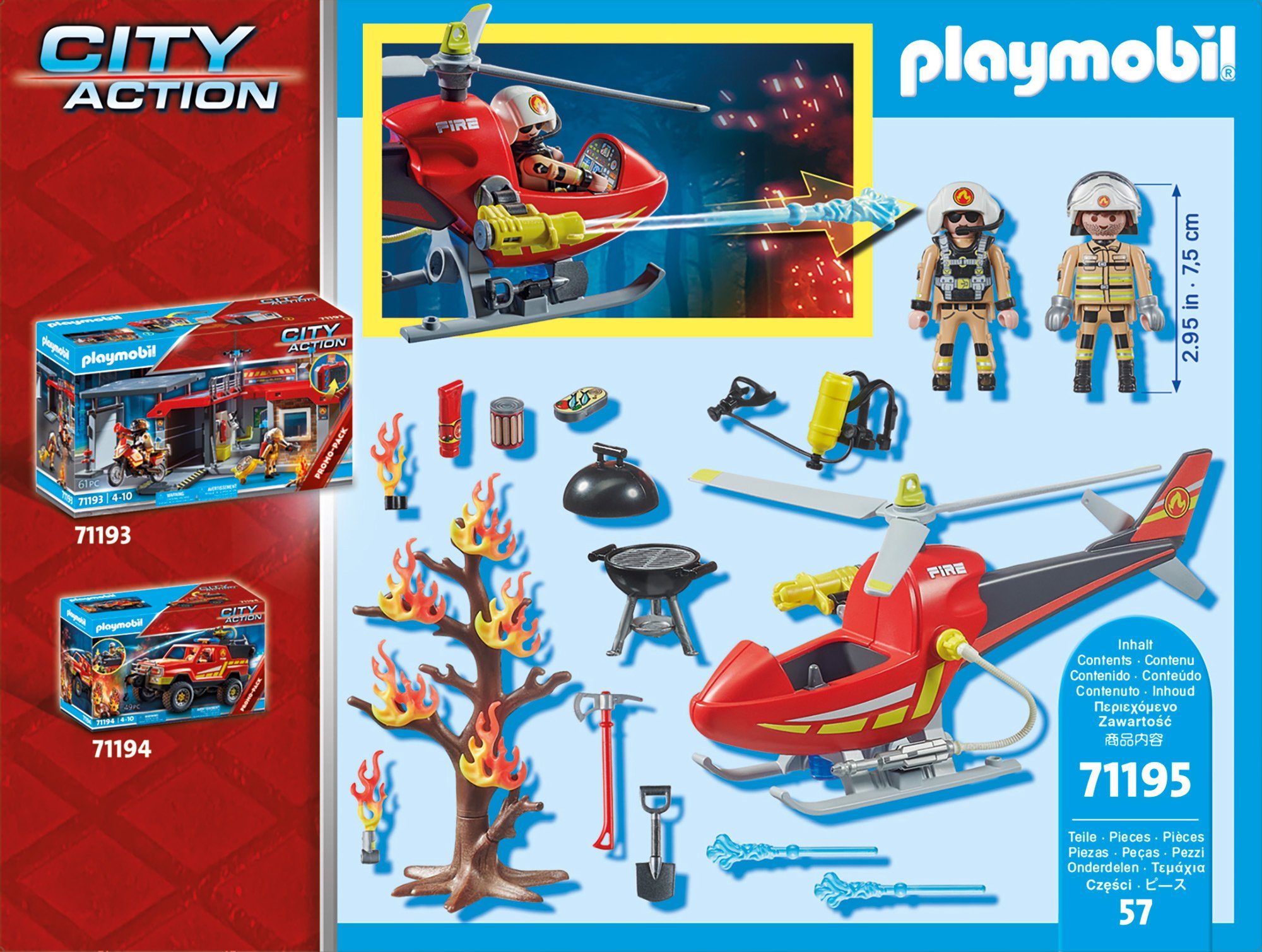 in Konstruktions-Spielset Germany St), (57 Made Action, Playmobil® (71195), Feuerwehr-Hubschrauber City