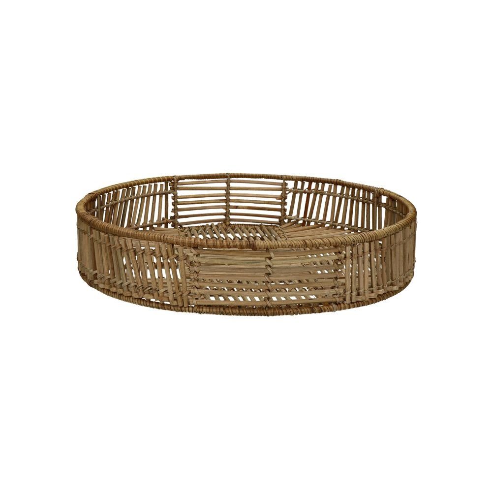 Pomax Home Collection Dekokorb Pomax Bambus Tablett rund, Boho Tray rund groß, natur, Tischdekoration