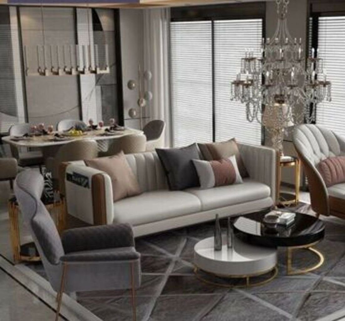 JVmoebel 3-Sitzer Dreisitzer Design Couch Zimmer Made Sofa Sitz 3er Sofas in Luxus, Beige Polster Europe