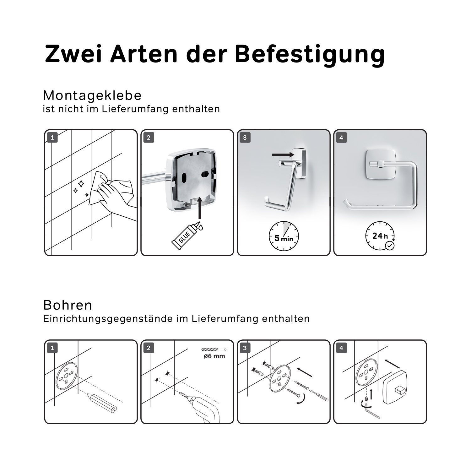 Chrom Gem rost- korrosionsbeständig Haltbarkeit Deckel/mit AM.PM ohne für langlebige Deckel, und Toilettenpapierhalter