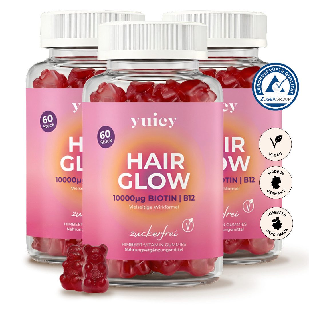 yuicy Hair Glow - Biotin Gummies für Haarwachstum Gummies, 180 St., 486 g