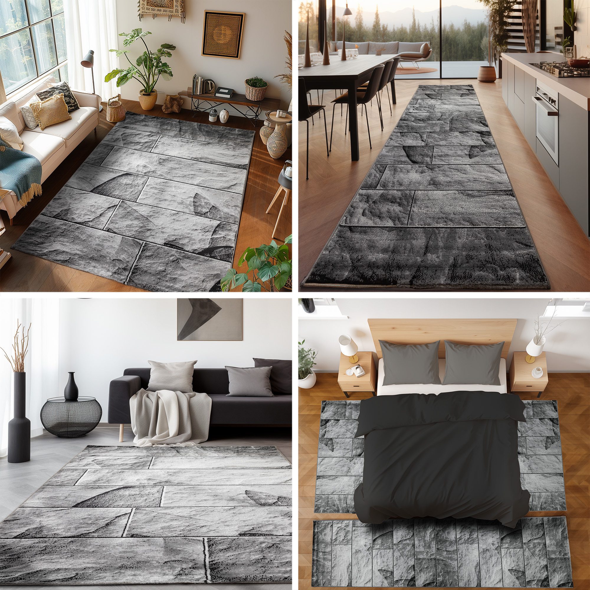 SIMPEX24 Kurzflor-Bettumrandung Steindesign, Höhe 12 mm, günstig online kaufen