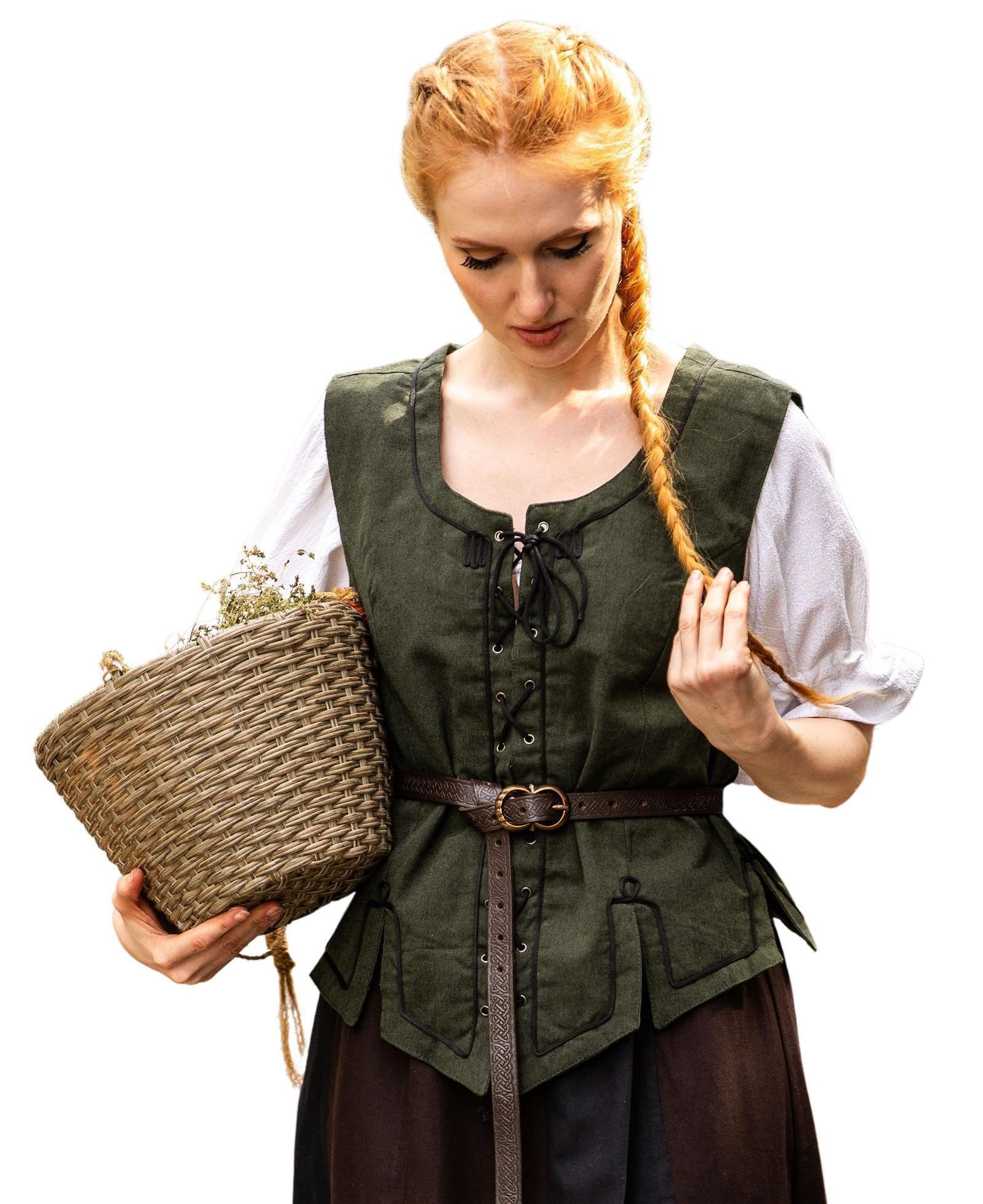 Leonardo Carbone Burgfräulein-Kostüm Miederweste "Selma" mit Stickerei, kunstvolle Stickerei, Spitzensaum mit Dreiecken