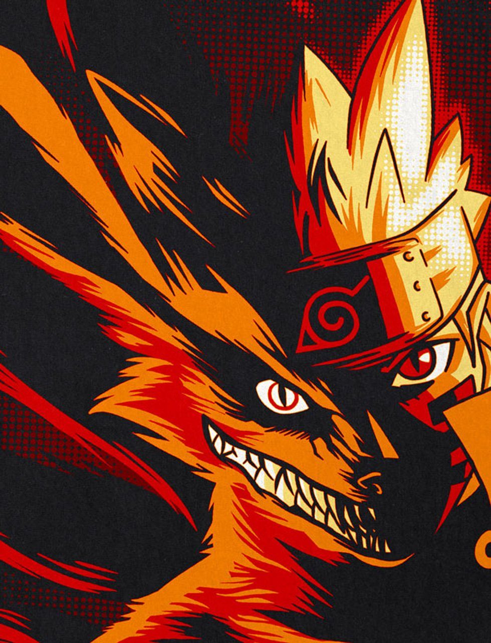 Anime Wolf T-Shirt Herren Ninja Uzumaki style3 Print-Shirt Fire