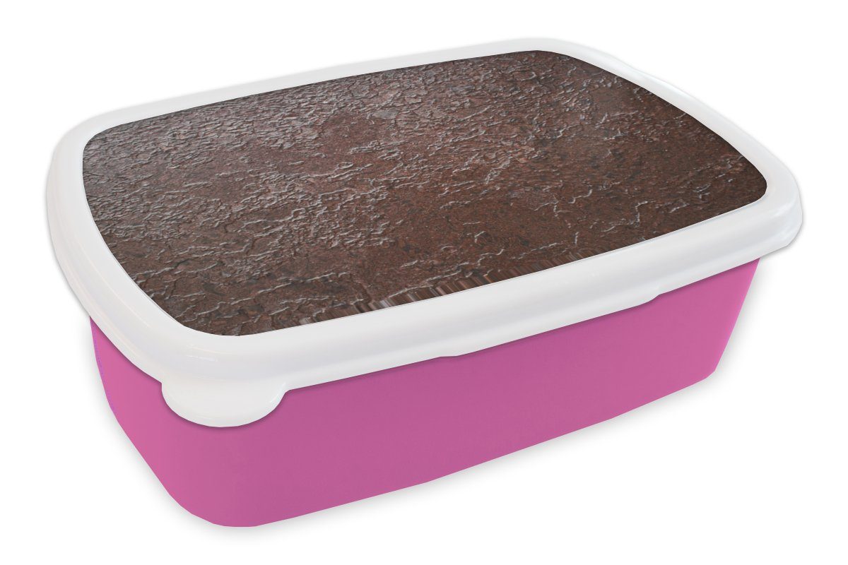 MuchoWow Lunchbox Rost - Industriell - Metall, Kunststoff, (2-tlg), Brotbox für Erwachsene, Brotdose Kinder, Snackbox, Mädchen, Kunststoff rosa