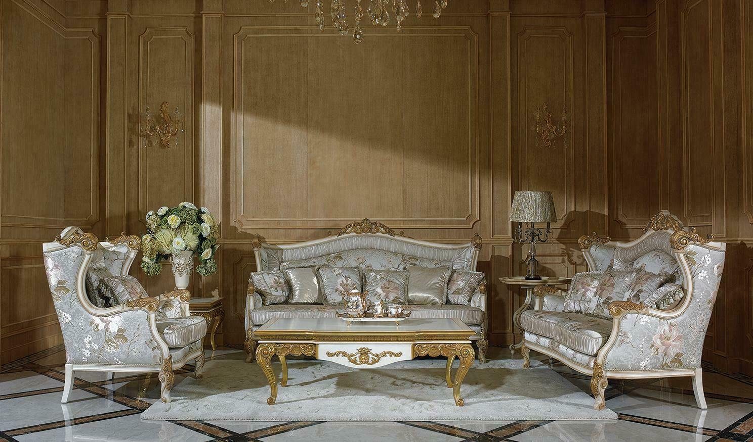 JVmoebel Sofa Luxuriöser Klassische Sofagarnitur 2+1 Sitzer Barock Stil Antik Neu, Made in Europe