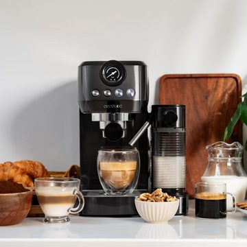 Cecotec Kaffeevollautomat Halbautomatische Espressomaschine Power Espresso 20 Steel Pro Latte, mit 20 Bars, Full-Milk-Tank, Instant Cappuccino Tassenwärmer Doppelter
