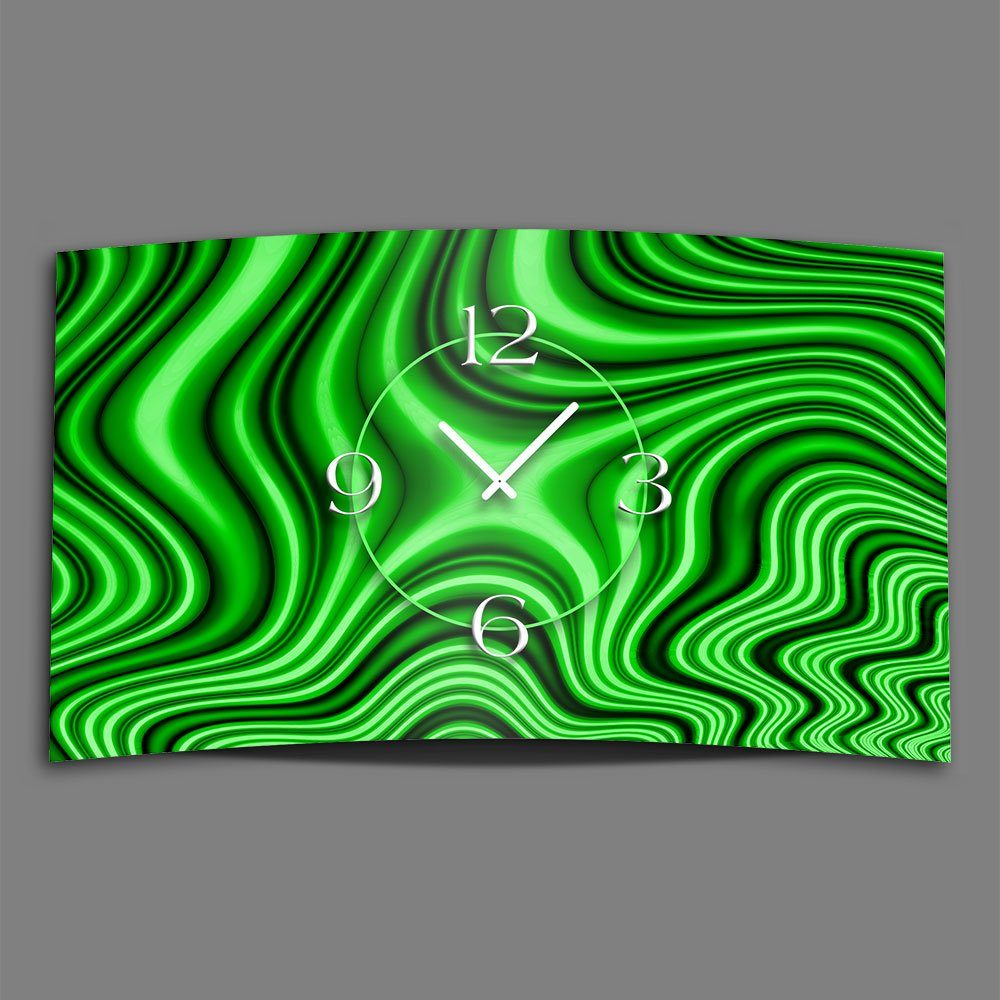 Design 4mm Wanduhr dixtime Wanduhren marmoriert 3D-Optik Wanduhr grün modernes (Einzigartige Abstrakt aus Designer Alu-Dibond)