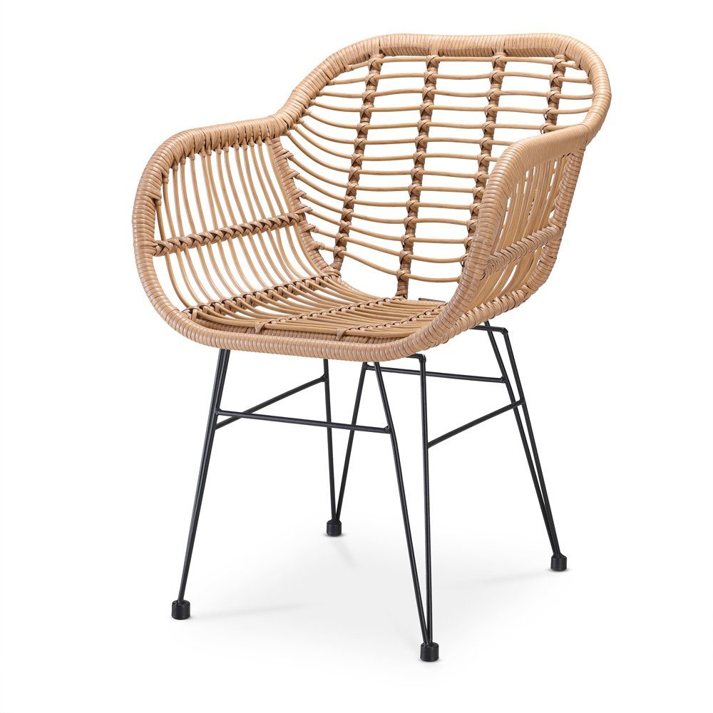 Casaria Balkonset Bali, (2tlg), Poly Rattan Korbsessel mit Auflage