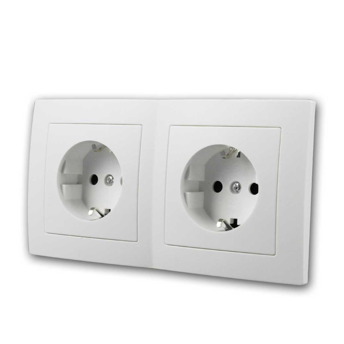 McPower Unterputz-Steckdose FLAIR Doppelsteckdose weiß, 250V~/16A, UP, Schraub