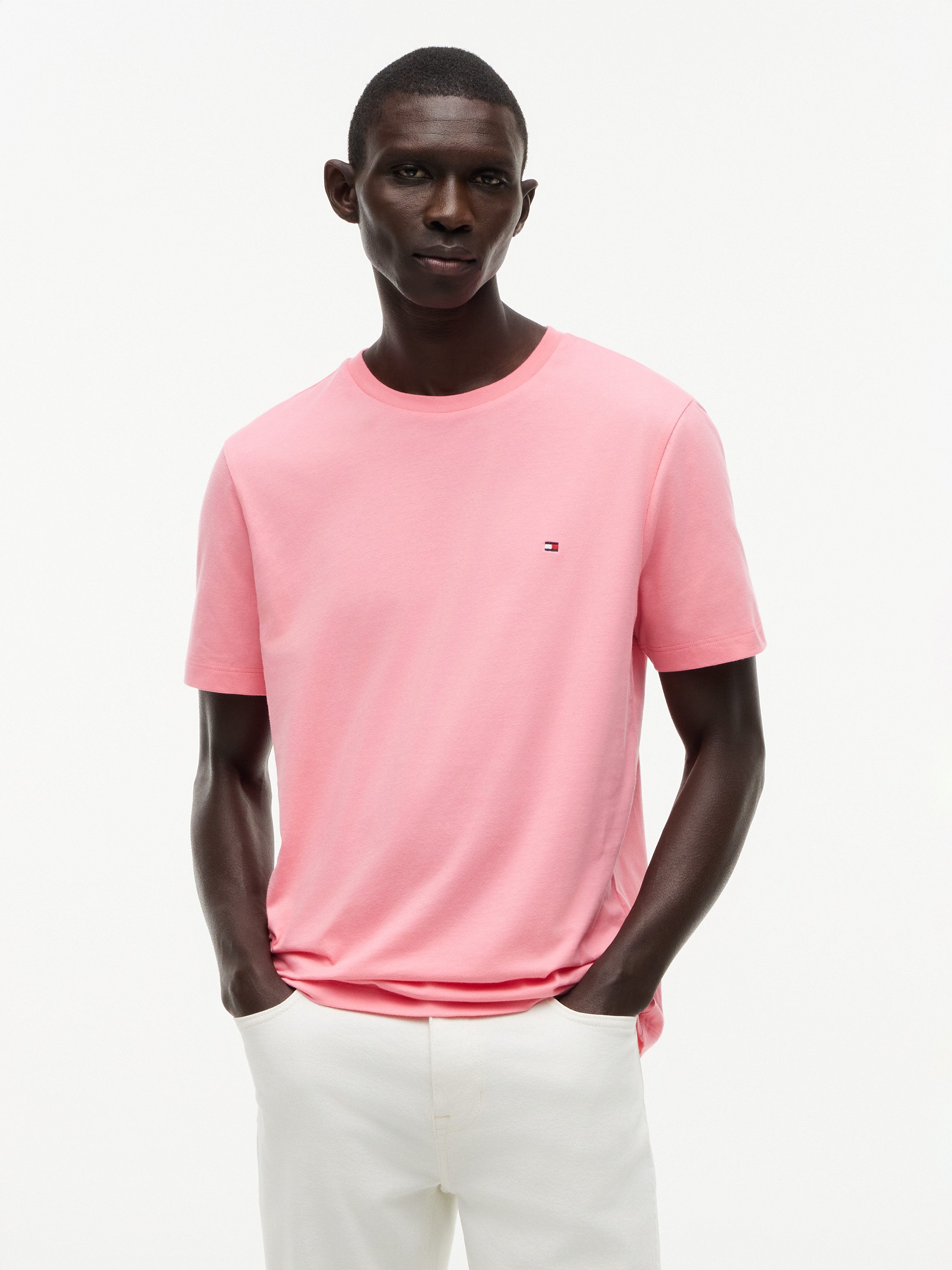 Tommy Hilfiger T-Shirt ESSENTIAL REGULAR FIT SOLID mit Stickerei unifarben, casual, Baumwolle, Rundhals