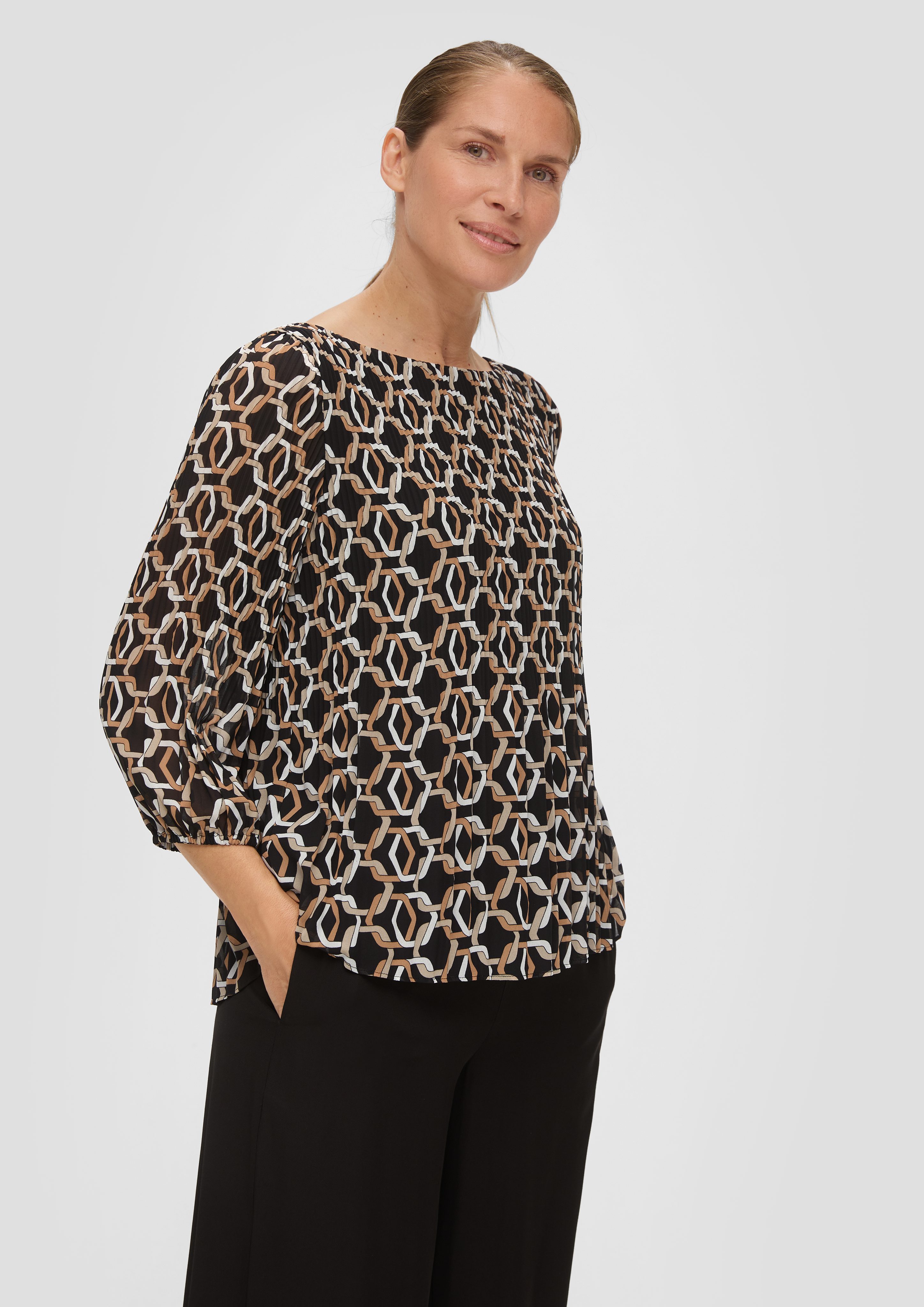 Langarmbluse Chiffonbluse mit 3/4-Arm