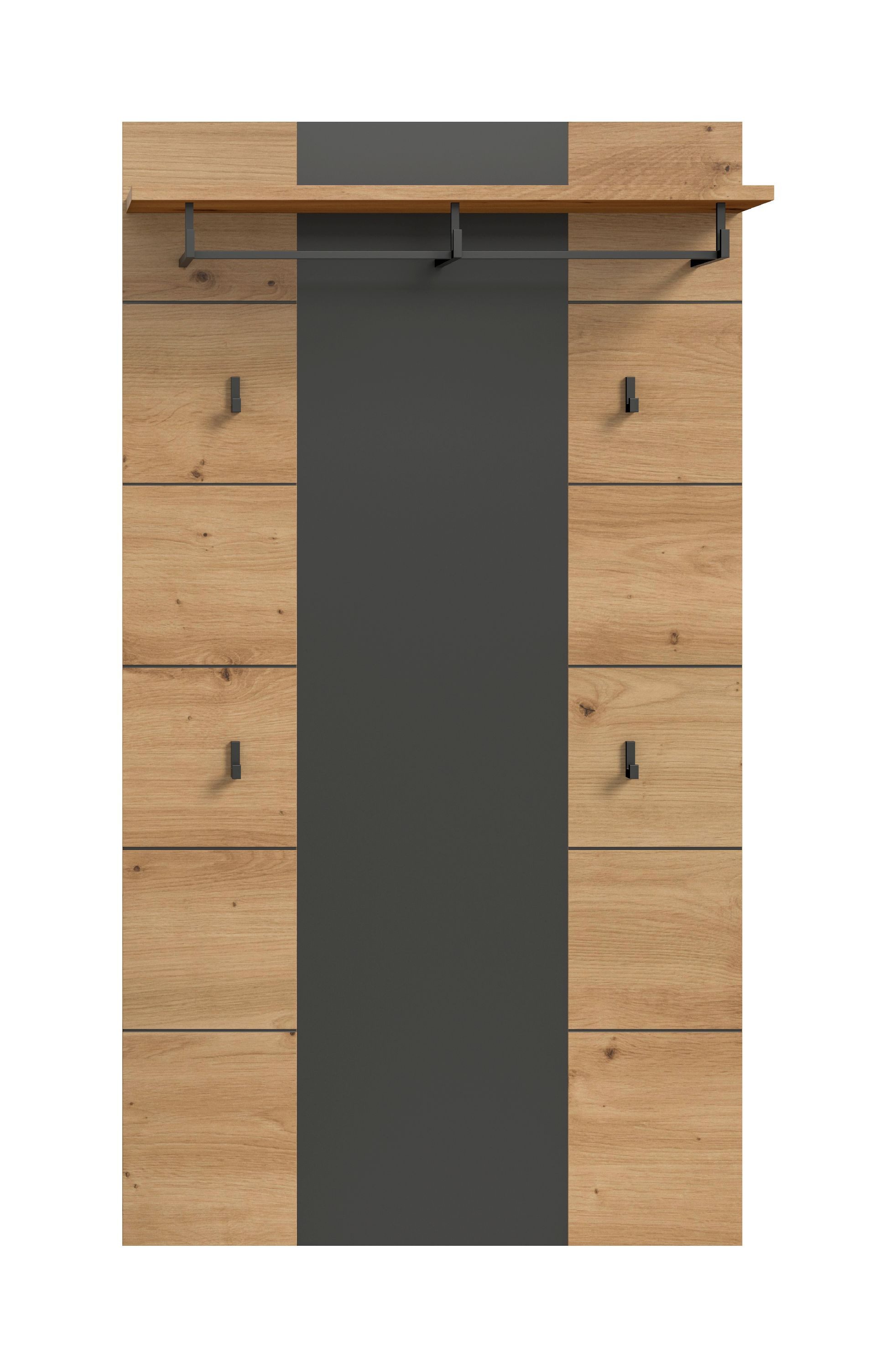 xonox.home Garderobenpaneel, Basalt grau Nachbildung Melamin beschichtet modern 141x80x29 cm