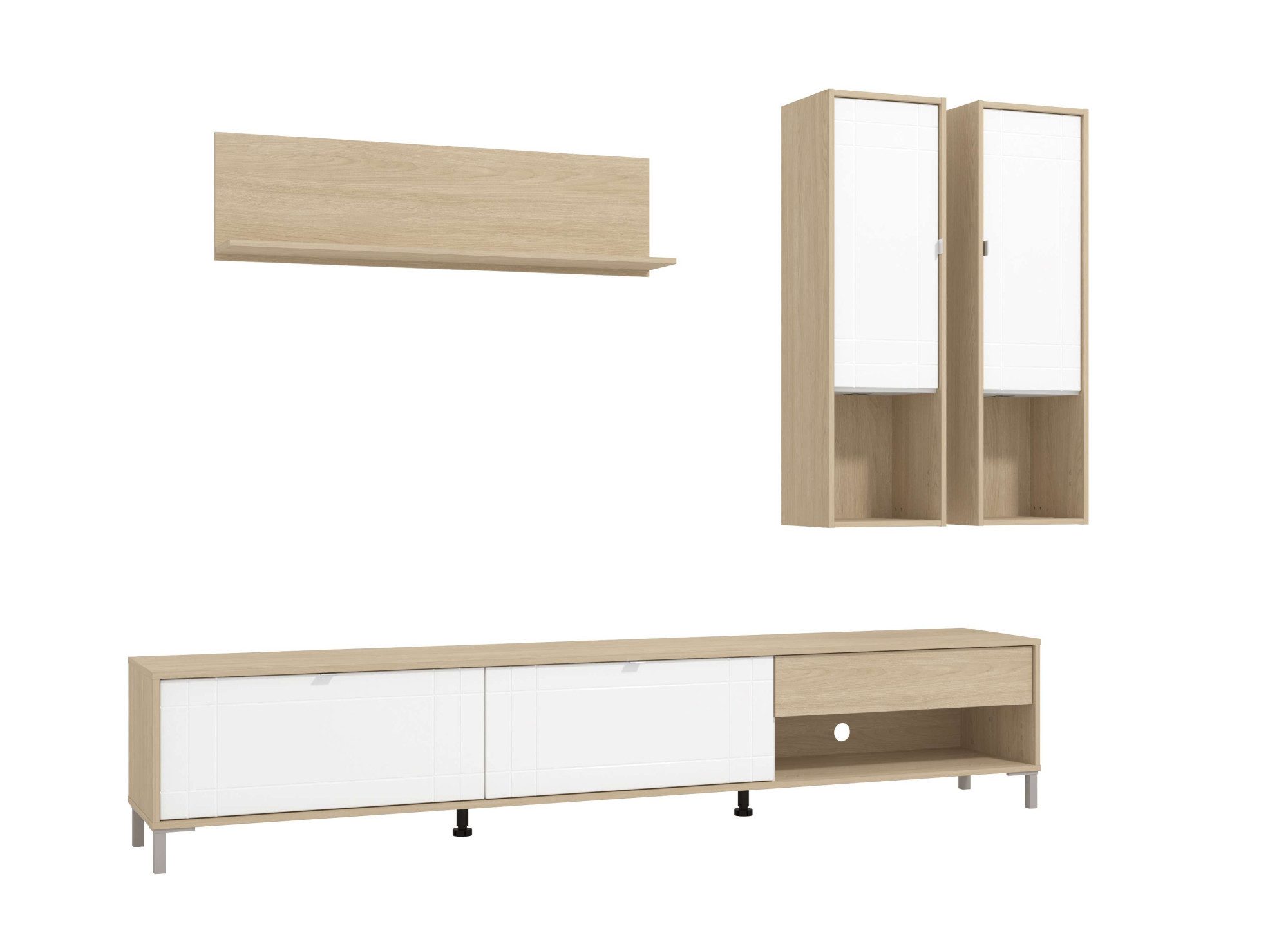 Home affaire Wohnwand Cambridge Anbauwand, Wohnkombination, Wohnzimmer-Set, (4-St), Zwei Arten der Wandmontage. TV-Board Breite: 233,8 cm