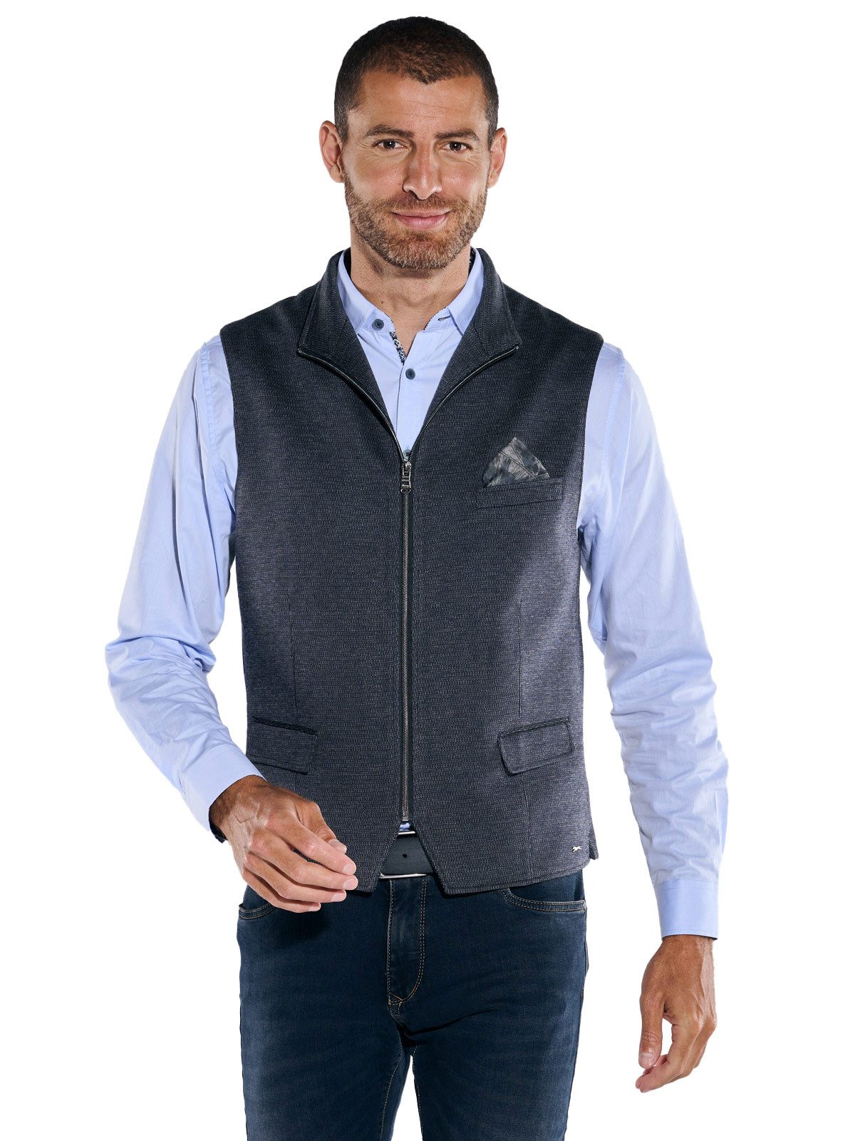 BASEFIELD Weste Herren ärmellose Jacke Steppweste Anzugweste Gr. M Blau #i68outm