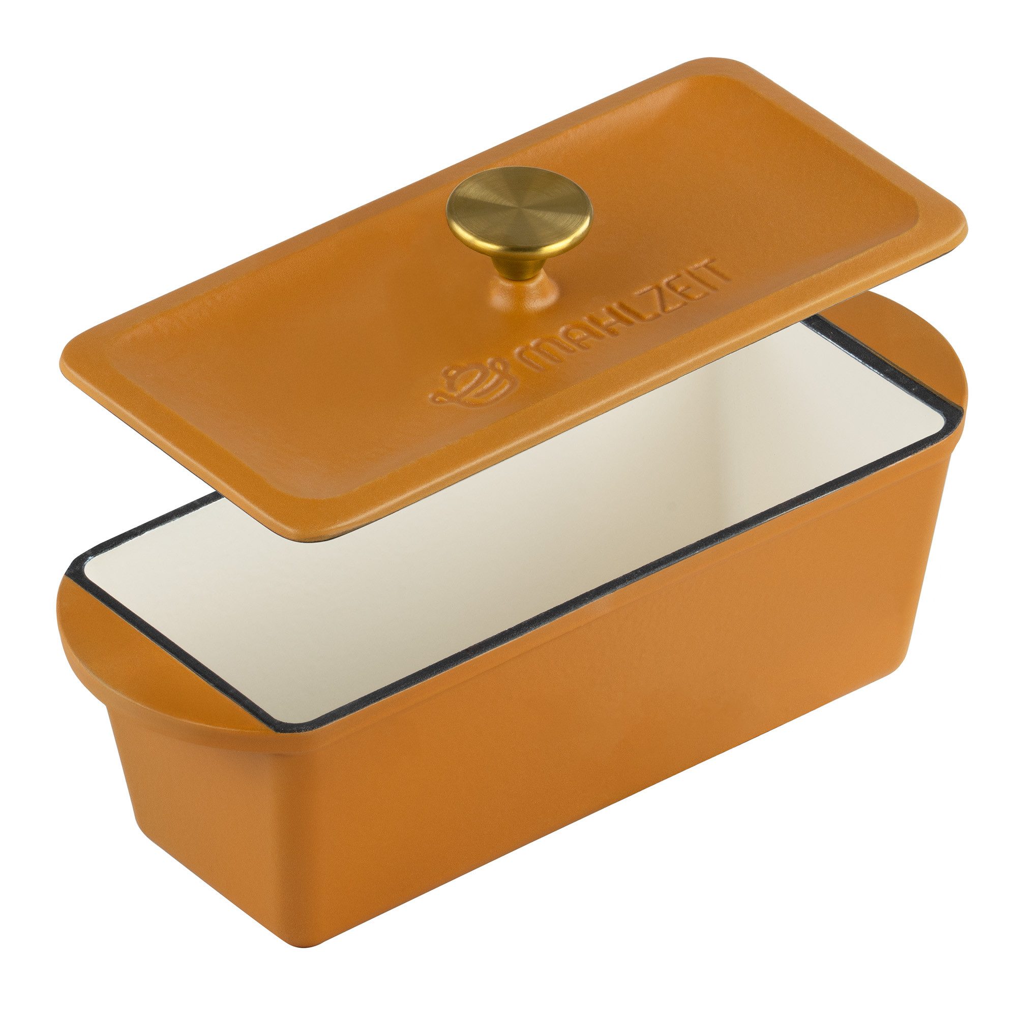 Mahlzeit Bräter Gusseisen, mit Deckel emailliert, 3 Liter, Sunny Orange, Schmortopf, Gusseisen