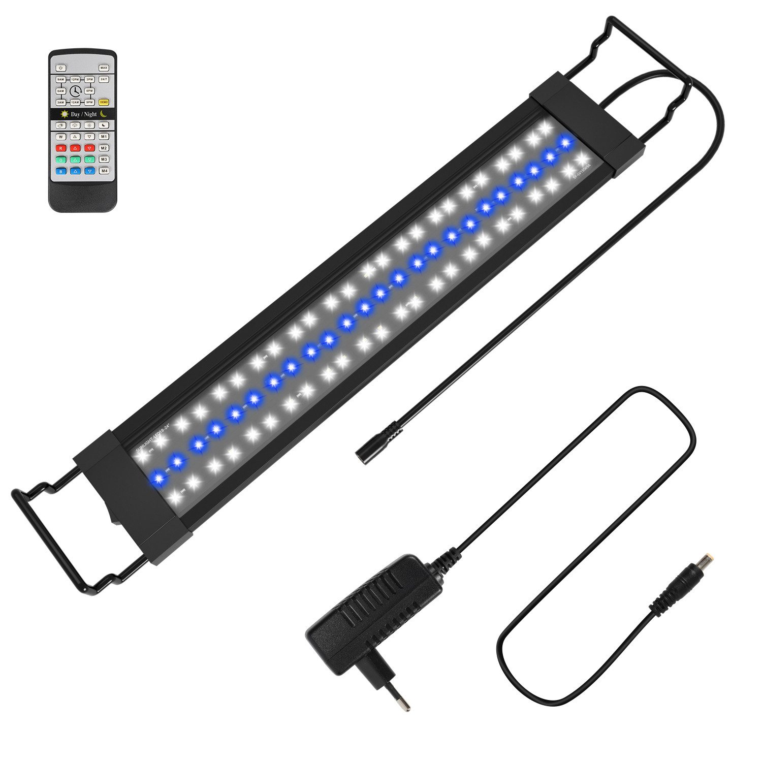 Clanmacy LED Aquariumleuchte LED Аквариумы Beleuchtung Lampe Aquarium Fisch Tank mit Fernbedienung, RGB50.5 FITS 55-80CM TANk