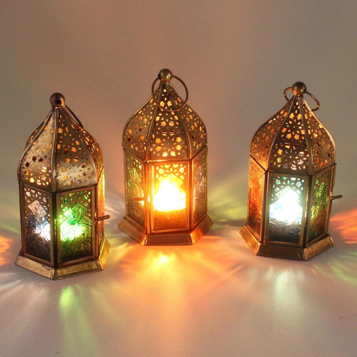 Casa Moro Windlicht Orientalische Windlichter Nael Multi 3 Set bunt mit Reliefglas (Set, 3er-Set), Kerzenhalter Glas Teelichthalter Weihnachtsdeko WDL1030 | Windlichter