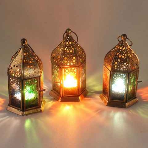Casa Moro Windlicht Orientalische Windlichter Nael Multi 3 Set bunt mit Reliefglas (Set, Ramadan Eid Tisch Wohn Deko), Kerzenhalter Glas Teelichthalter WDL1030