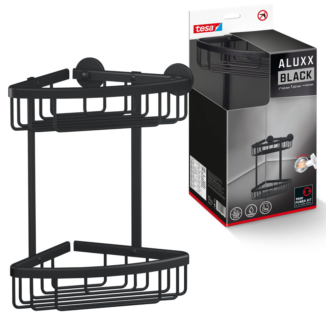 tesa Duschablage ALUXX BLACK Eck-Duschablage zweistöckig, günstig online kaufen