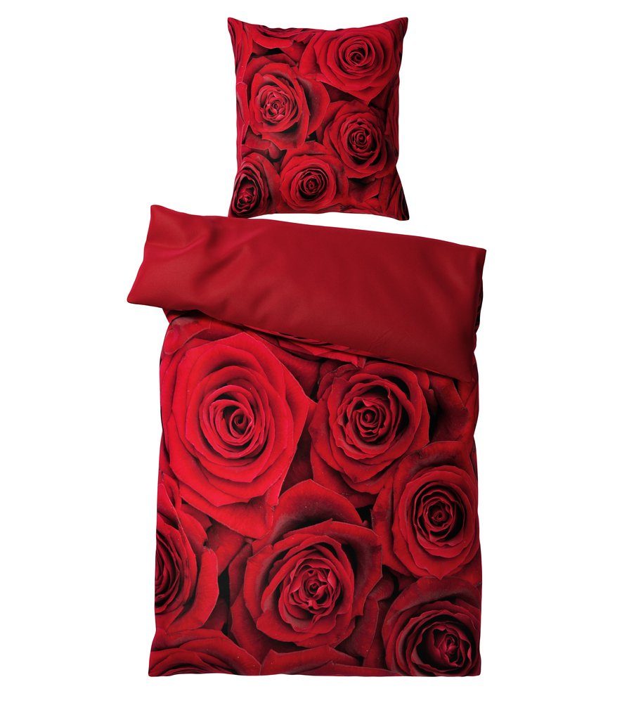 Sanilo Bettwäsche Rosen 135x200 cm, Bettbezug und Kissenbezug, Baumwolle, 2 teilig