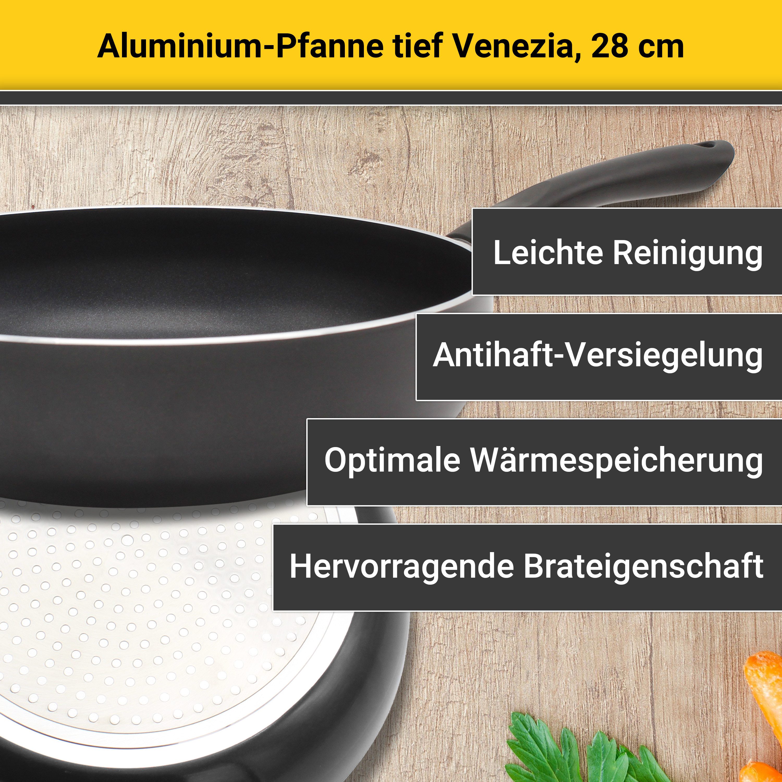 Krüger Bratpfanne Aluminium Pfanne tief Venezia, 28 cm, Aluminium (1-tlg), für Induktions-Kochfelder geeignet