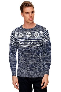 FORBEST Strickpullover Pullover Strick Streifen Snow Longsleeves Rundhals (1-tlg) 3436 in Blau