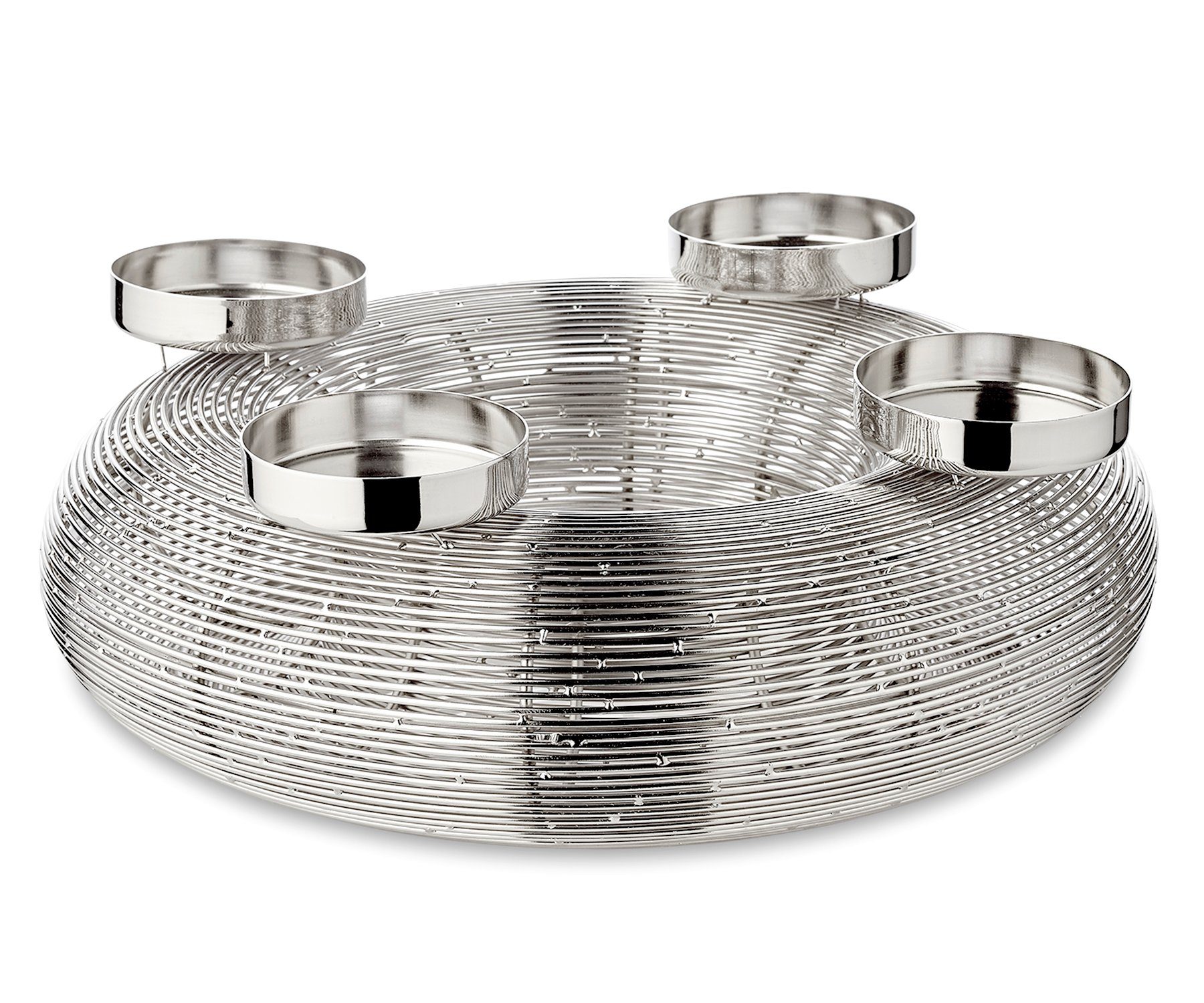 EDZARD Adventskranz Verona, Durchmesser Ø 30 cm, Silber-Optik, vernickelt