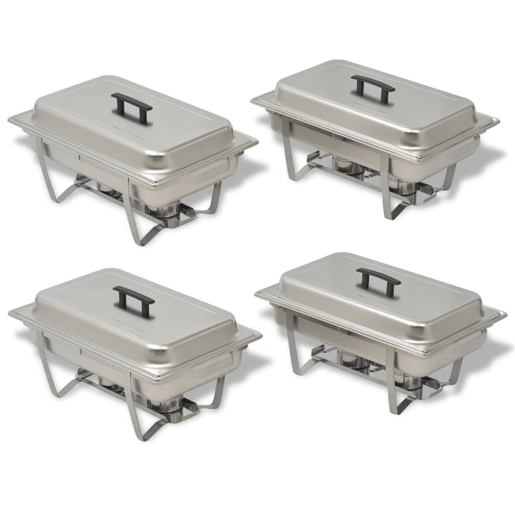 vidaXL Stövchen, Chafing Dish Set 4-tlg. Edelstahl