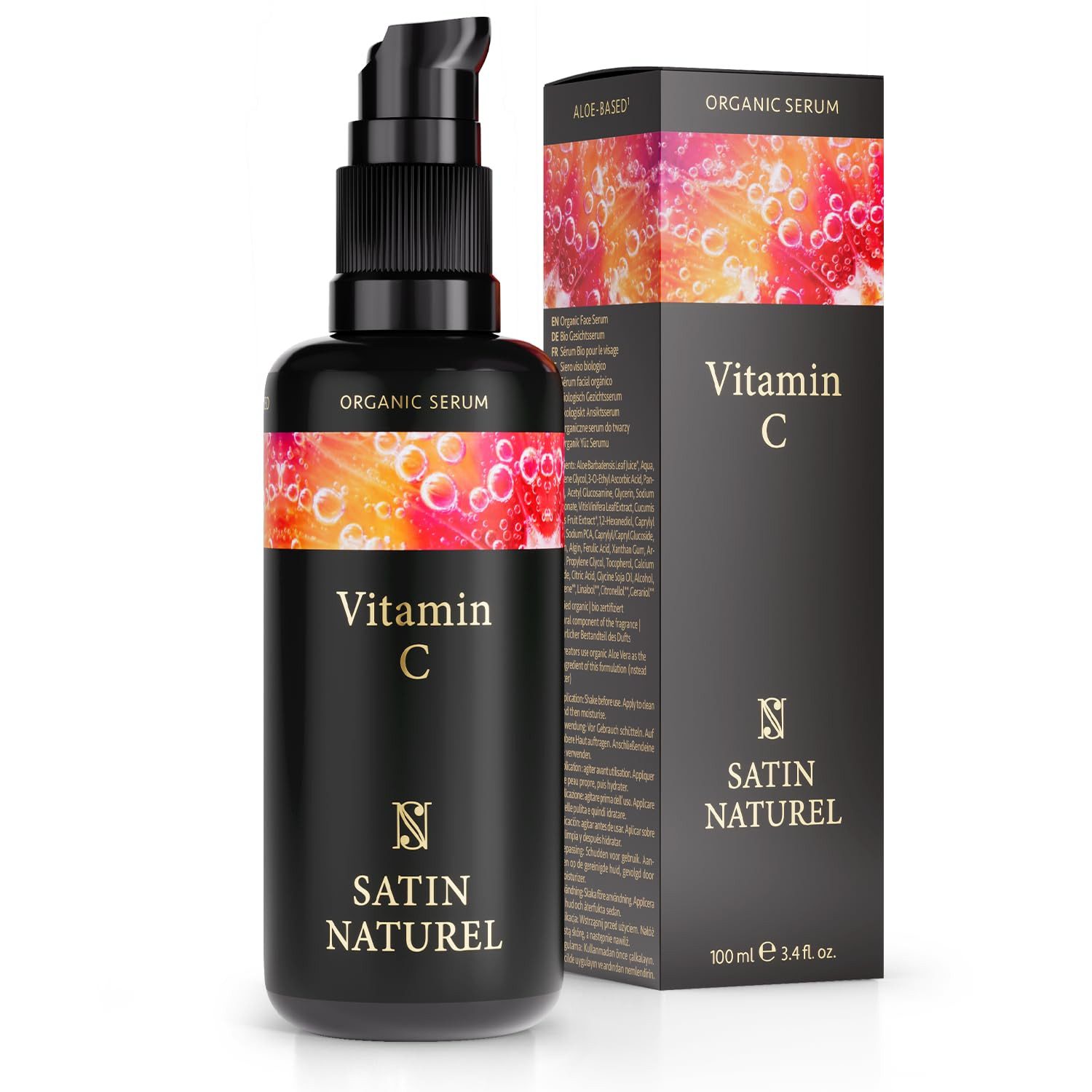 Satin Naturel Gesichtsserum Bio Vitamin C Serum - Mit Hyaluron + Bio Aloe Vera