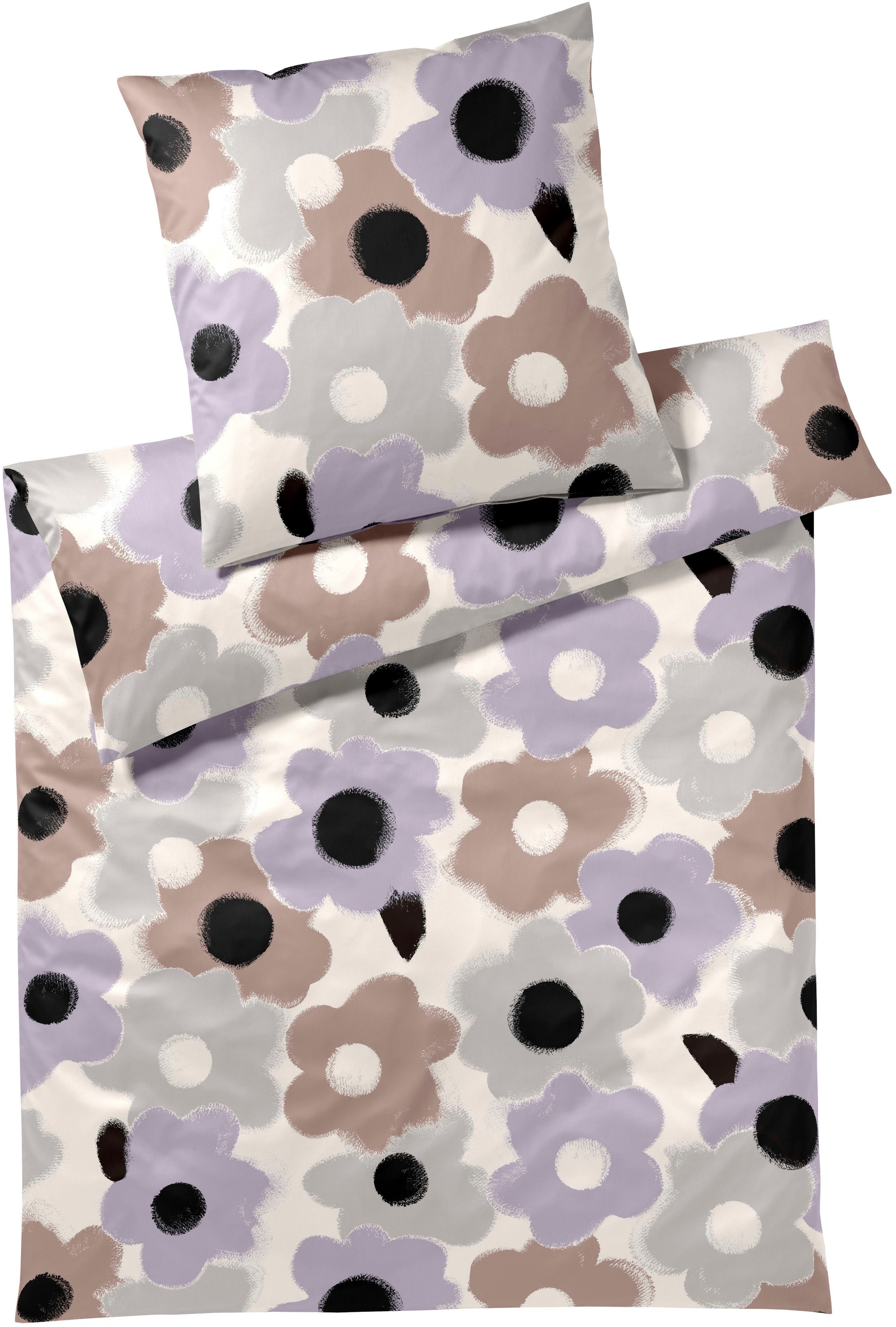 Elegante Bettwäsche Flowers, Mako-Satin, 2 teilig, angenehmes Hautgefühl