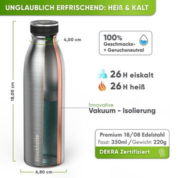 Blockhütte Trinkflasche Edelstahl Sport Isolierflasche mit Naturborsten Flaschenbürste, Auslaufsicher, Robust, Bruchfest, Hitzebeständig, Kohlenäurebeständig