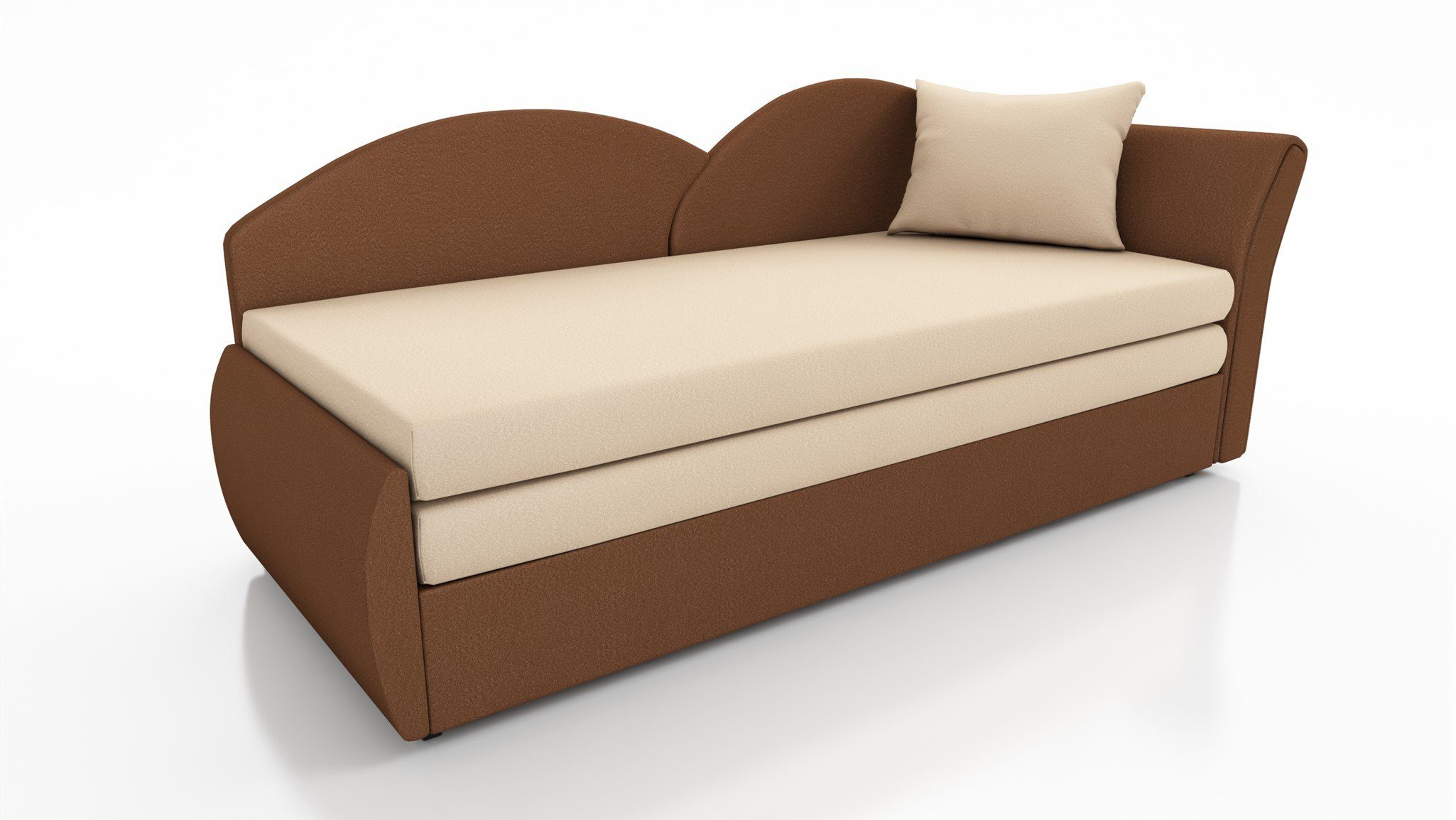 Fun Möbel Schlafsofa Sofa ALINA Links oder Rechts inklusive Bettkasten Stoff Alova, mit Schlaffunktion Braun-Creme