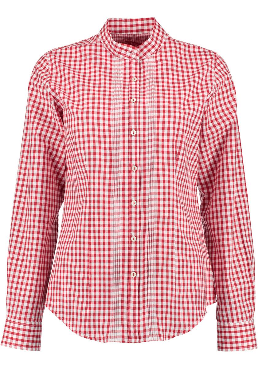 OS Trachten Trachtenbluse Vapuzo Langarmbluse mit Stehkragen