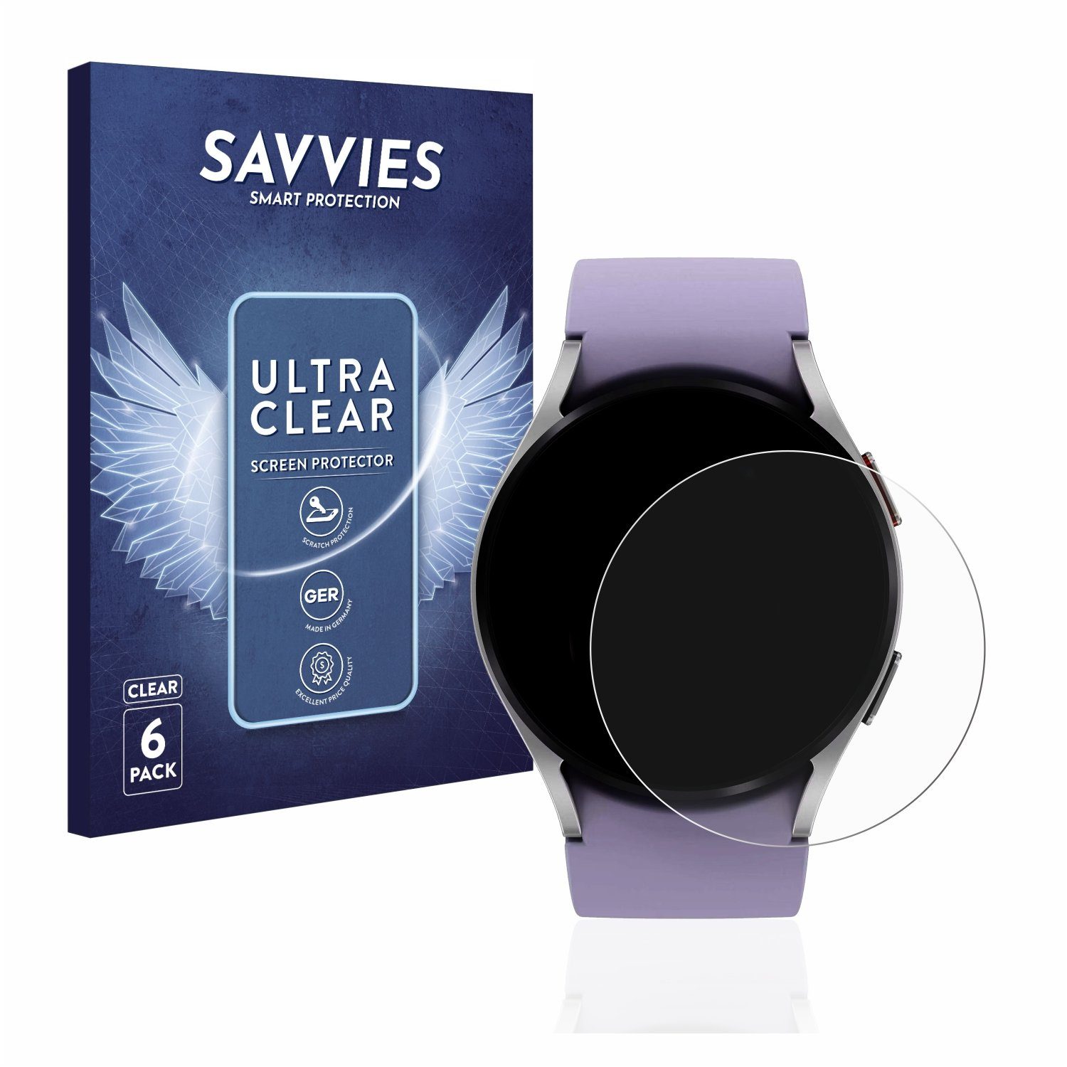 Savvies Displayschutzfolie Schutzfolie für Samsung Galaxy Watch 5 (40mm), 6 Stück, Displayschutz Schutz Folie Klar Transparent