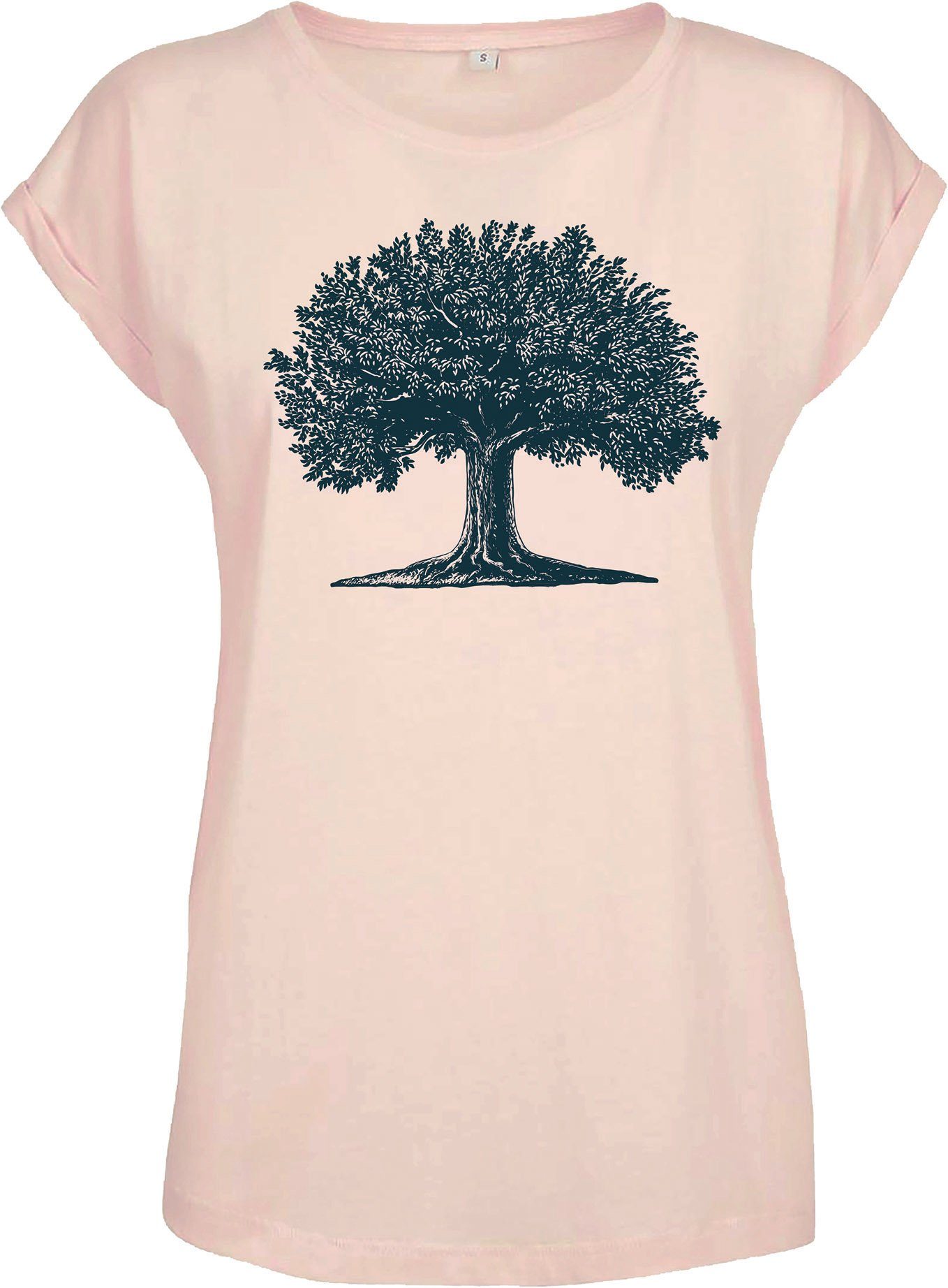 Baddery Print-Shirt Garten T-Shirt Damen : Arbor Magna - Frauen Tshirt - Nature Shirt Baum, hochwertiger Siebdruck, aus Baumwolle