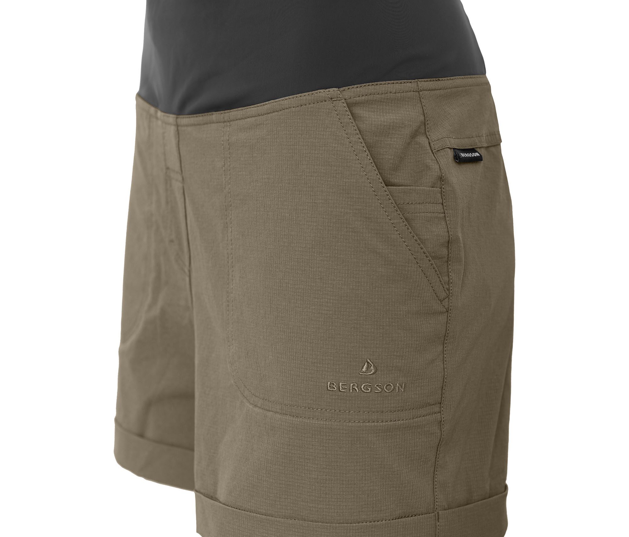 Bergson Outdoorhose PUSULA Short Damen Shorts, leicht, elastisch, strapazierfähig, Normalgrößen, braun