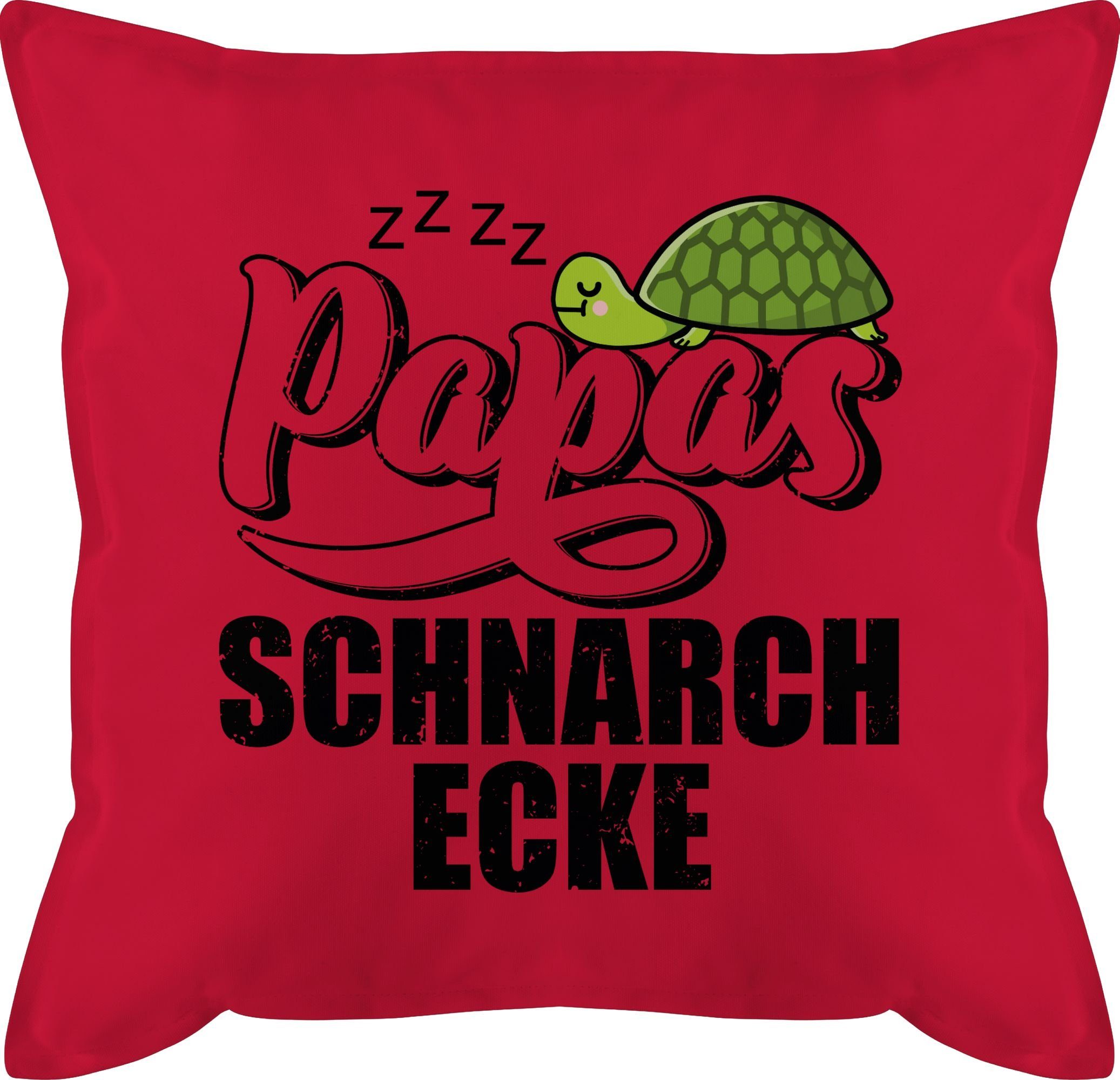 Shirtracer Dekokissen Papas Schnarchecke mit Schildkröte - Lettering - schwarz, Vatertagsgeschenk Kissen 2 Rot