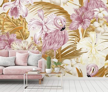 living walls Fototapete Designwalls Flamingo Art 2, glatt, (5 St), Vlies, Wand, Schräge, Decke