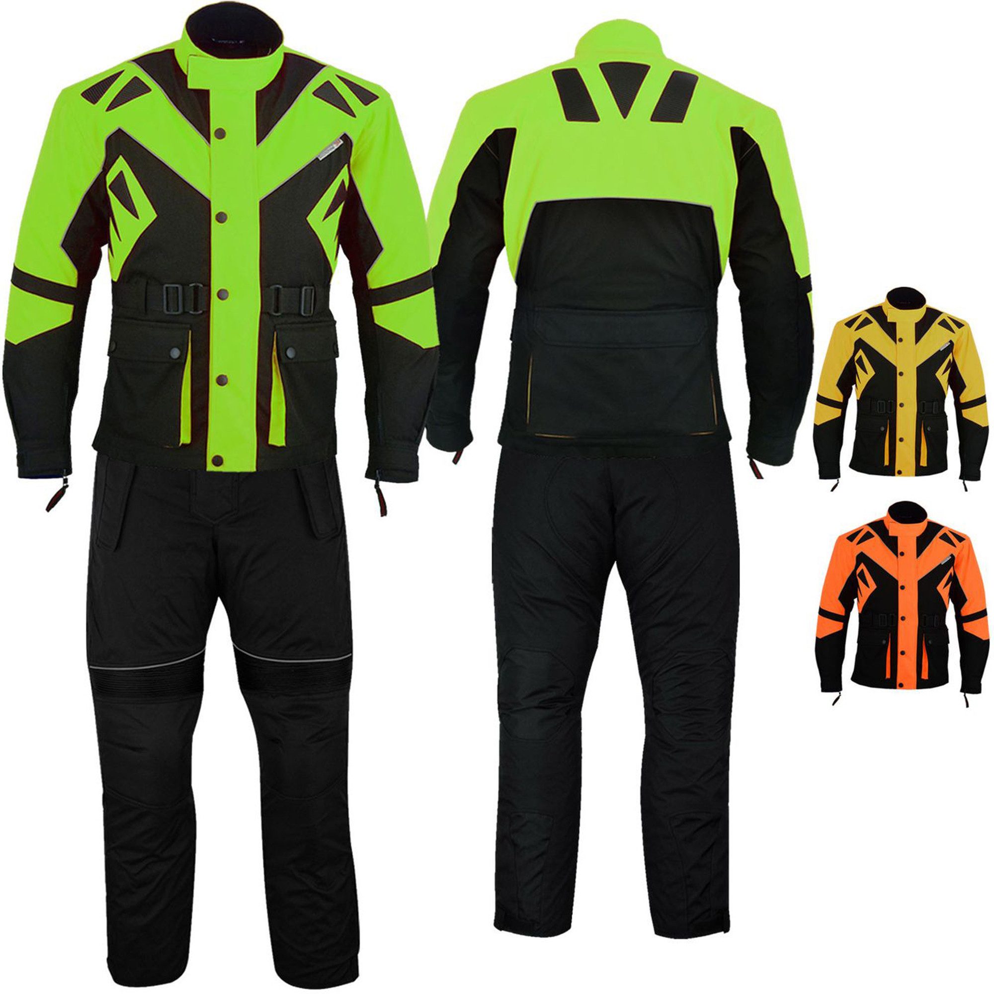 German Wear Motorradkombi GW300K (Set, 2-tlg., mit 8 Protektoren, Motorradhose & Motorradjacke) Herren Biker Schutz Kombi Thermofutter & Reißverschluss Taschen