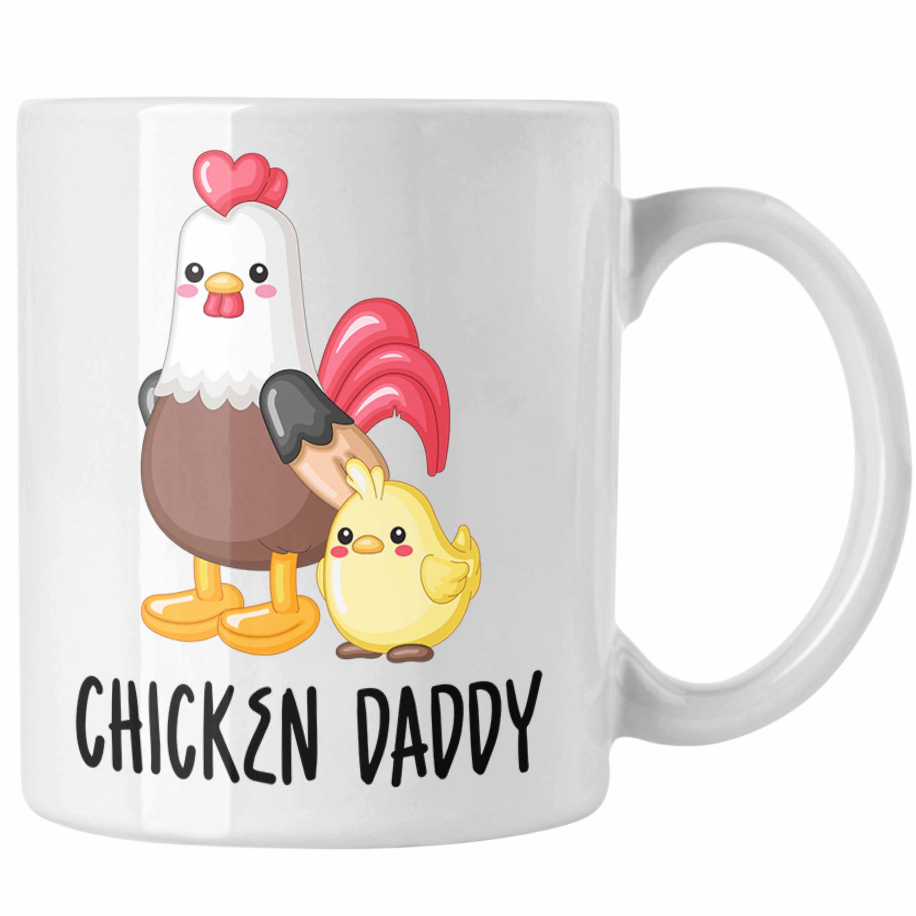 Trendation Tasse "Chicken Daddy" Tasse Lustiges Geschenk für Bauer Landwirt Weiss